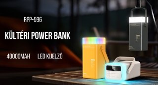 Remax Flourite RPP-596 Kültéri Powerbank 40000mAh - Szürke