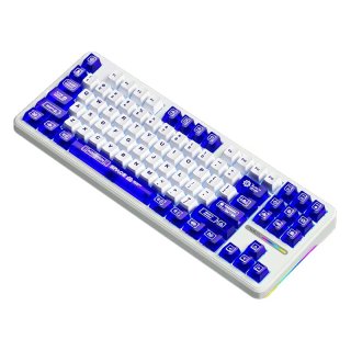 AULA F87 PRO Vezeték Nélküli Mechanikus Gamer Billentyűzet - Fehér-Kék