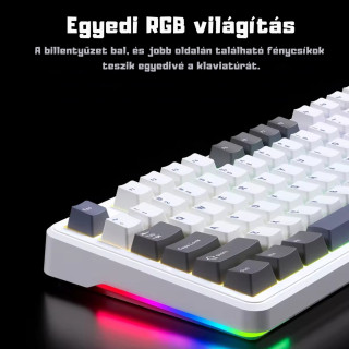 AULA F87 PRO Vezeték Nélküli Mechanikus Gamer Billentyűzet - Fehér-Kék