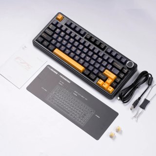 AULA F75 Vezeték Nélküli Mechanikus Gamer Billentyűzet - Fekete-Sárga
