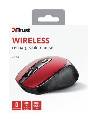 Trust Zaya Rechargeable Wireless Mouse - Piros