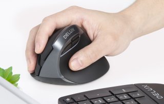 Delux M618Mini DB vezeték nélküli vertikális egér Bluetooth + 2.4GHz - Fekete
