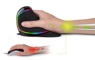Delux M618Plus vezetékes vertikális RGB egér - Fekete