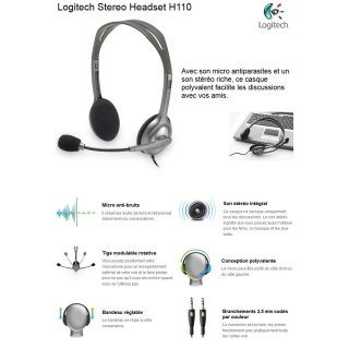 Logitech H110 Mikrofonos headset - fekete