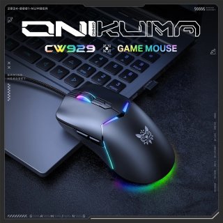Onikuma CW929 RGB Gamer egér - Fekete