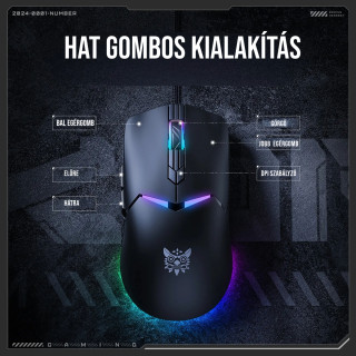 Onikuma CW929 RGB Gamer egér - Fekete