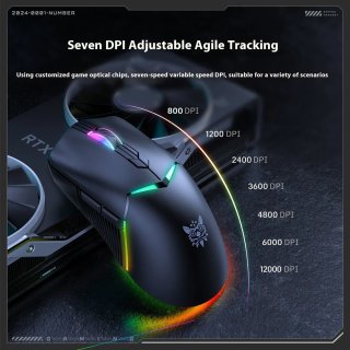 Onikuma CW928 Tri-Mode Vezeték nélküli Gamer egér - Fekete