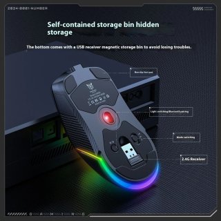 Onikuma CW928 Tri-Mode Vezeték nélküli Gamer egér - Fekete