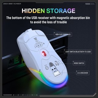 Onikuma CW928 Tri-Mode Vezeték nélküli Gamer egér - Fehér