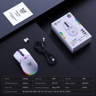 Onikuma CW928 Tri-Mode Vezeték nélküli Gamer egér - Fehér