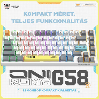 Onikuma G58 Mechanikus Gamer Billentyűzet TKL - Fehér - Angol kiosztás!