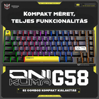 Onikuma G58 Mechanikus Gamer Billentyűzet TKL - Fekete - Angol kiosztás!
