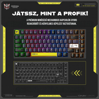 Onikuma G58 Mechanikus Gamer Billentyűzet TKL - Fekete - Angol kiosztás!
