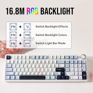 AULA F99 PRO Vezeték Nélküli Mechanikus Gamer Billentyűzet - Fehér-Kék