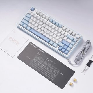 AULA F75 Vezeték Nélküli Mechanikus Gamer Billentyűzet - Fehér-Világoskék