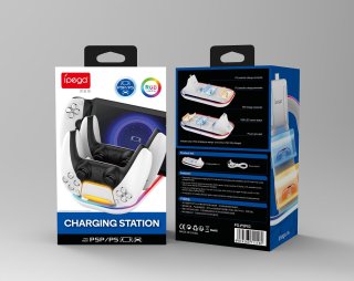 iPega PG-P5P03 - 3 in 1 Töltőállomás PlayStation Portal & PS5 Dualsense kontrollerekhez RGB