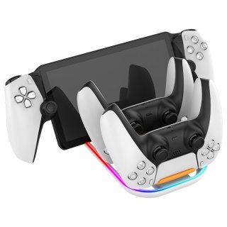 iPega PG-P5P03 - 3 in 1 Töltőállomás PlayStation Portal & PS5 Dualsense kontrollerekhez RGB