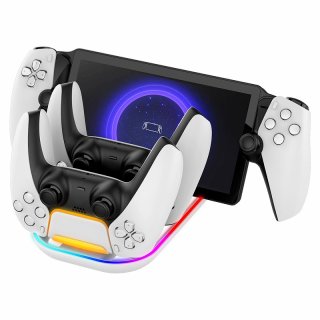 iPega PG-P5P03 - 3 in 1 Töltőállomás PlayStation Portal & PS5 Dualsense kontrollerekhez RGB