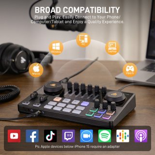 MAONO Maonocaster AME2 Gen2 Professzionális Audio interfész és Podcast keverő