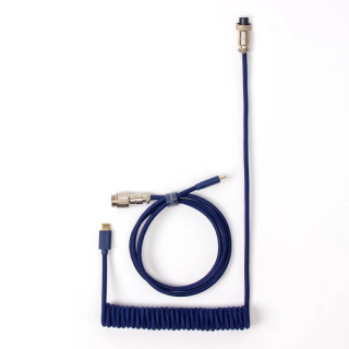 Keychron Coiled Aviator USB-C M/M Adatkábel - 0.9m Kék (+USB-C - USB-A adapter)