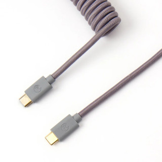 Keychron Coiled Aviator USB-C M/M Adatkábel - 0.9m Szürke (+USB-C - USB-A adapter)