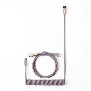 Keychron Coiled Aviator USB-C M/M Adatkábel - 0.9m Szürke (+USB-C - USB-A adapter)