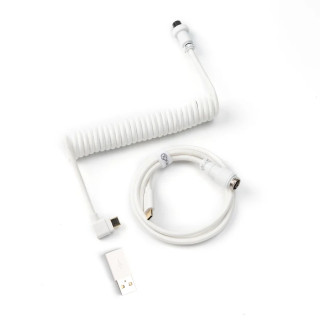 Keychron Coiled Aviator USB-C -> USB-C M/M Adatkábel 1.36m Fehér - 90°/Egyenes