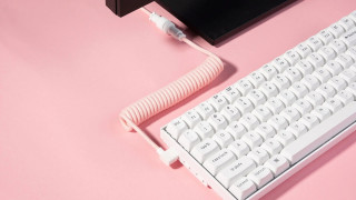 Keychron Coiled Aviator USB-C -> USB-C M/M Adatkábel 1.36m Fehér - 90°/Egyenes