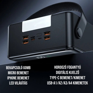 Remax Piloteer Series FP-1 Gyorstöltő Powerbank 100000mAh - Fekete