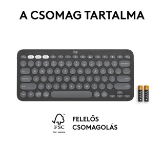 LOGITECH Pebble Keys 2 K380s - Vezeték Nélküli Billentyűzet - Szürke - Angol kiosztás! (US)