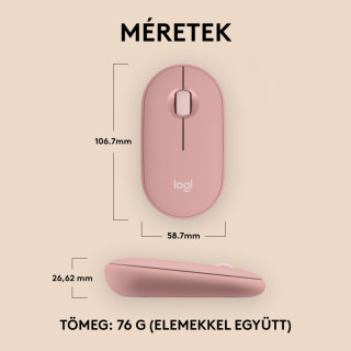 LOGITECH Pebble Mouse 2 M350s Vezeték Nélküli Egér - Rose