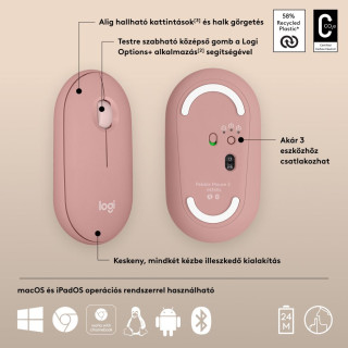 LOGITECH Pebble Mouse 2 M350s Vezeték Nélküli Egér - Rose