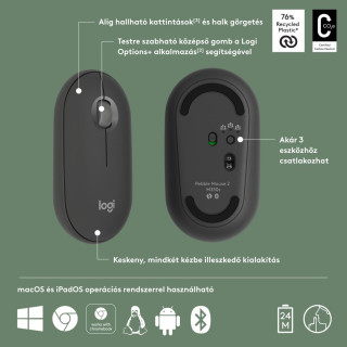 LOGITECH Pebble Mouse 2 M350s Vezeték Nélküli Egér - Szürke