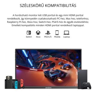 Arzopa A1S Hordozható Monitor - 14.0" - Szürke