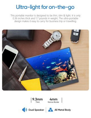 Arzopa Z1FC Hordozható Monitor 144Hz - 16,1" + Sleeve (Ezüstszürke)