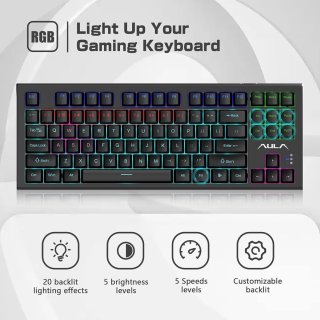 AULA F3032 Mechanikus Gamer Billentyűzet - Fekete