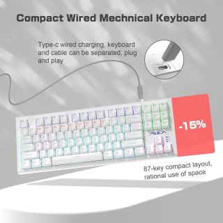 AULA F3032 Mechanikus Gamer Billentyűzet - Fekete