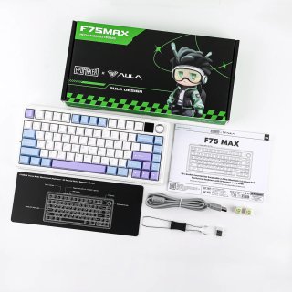 AULA F75 Max Vezeték Nélküli Mechanikus Gamer Billentyűzet - Fehér-Kék