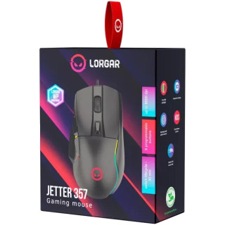 LORGAR Jetter 357 Gamer Egér - Fekete
