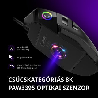 LORGAR MSP80 Gamer Egér - Fekete