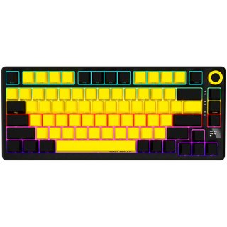 LORGAR KBP7075W Vezeték Nélküli Mechanikus Gamer Billentyűzet - Fekete/Sárga (Angol Kiosztás)