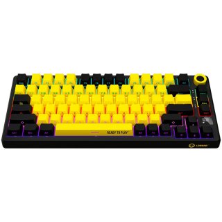 LORGAR KBP7075W Vezeték Nélküli Mechanikus Gamer Billentyűzet - Fekete/Sárga (Angol Kiosztás)