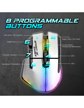 Spirit of Gamer PRO-M5 Arctic Vezeték Nélküli Gamer Egér - Fehér
