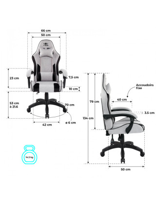 Spirit of Gamer ARENA Light Grey - Gamer Szék - Világos-Szürke
