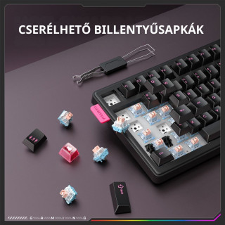Onikuma MT706 Vezeték Nélküli Mechanikus Gamer Billentyűzet - Fekete