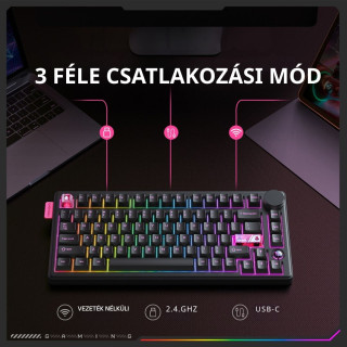 Onikuma MT706 Vezeték Nélküli Mechanikus Gamer Billentyűzet - Fekete