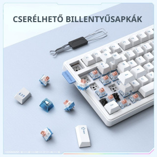 Onikuma MT706 Vezeték Nélküli Mechanikus Gamer Billentyűzet - Fehér