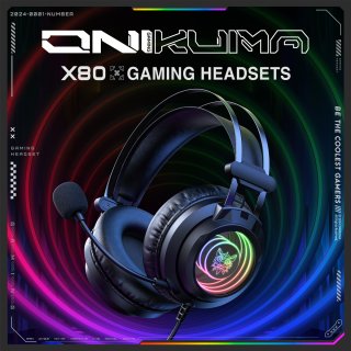 Onikuma X80 Vezetékes Gamer Fejhallgató RGB világítással