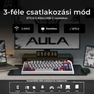 AULA F75 Vezeték Nélküli Mechanikus Gamer Billentyűzet - Comic