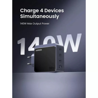 Ugreen Nexode S 3x USB-C + USB Gyorstöltő GaN Hálózati Adapter 140W - Szürke